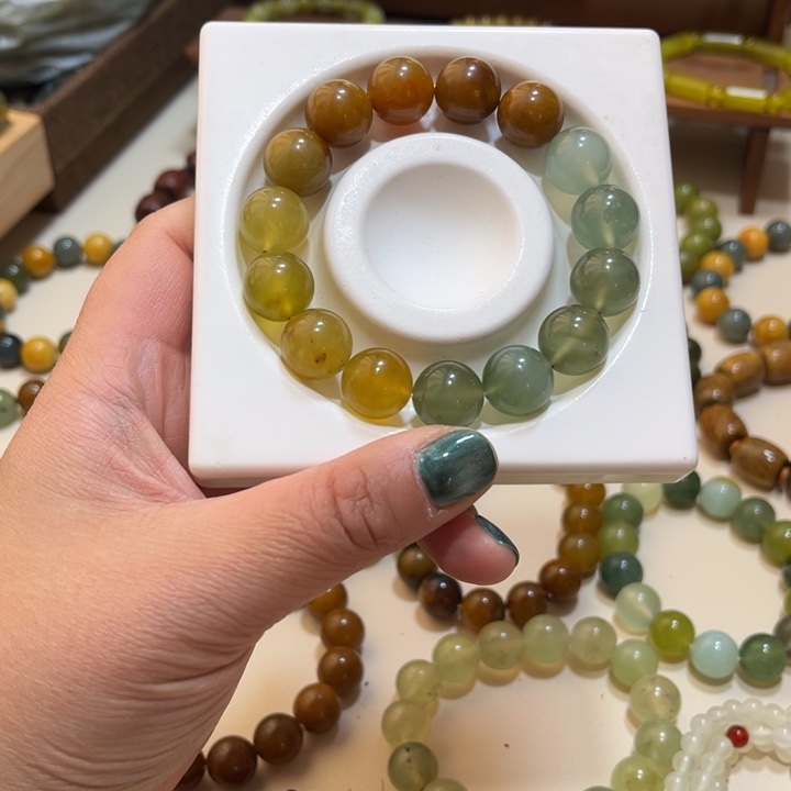 蛇纹石玉未镶嵌手链卡14微瑕