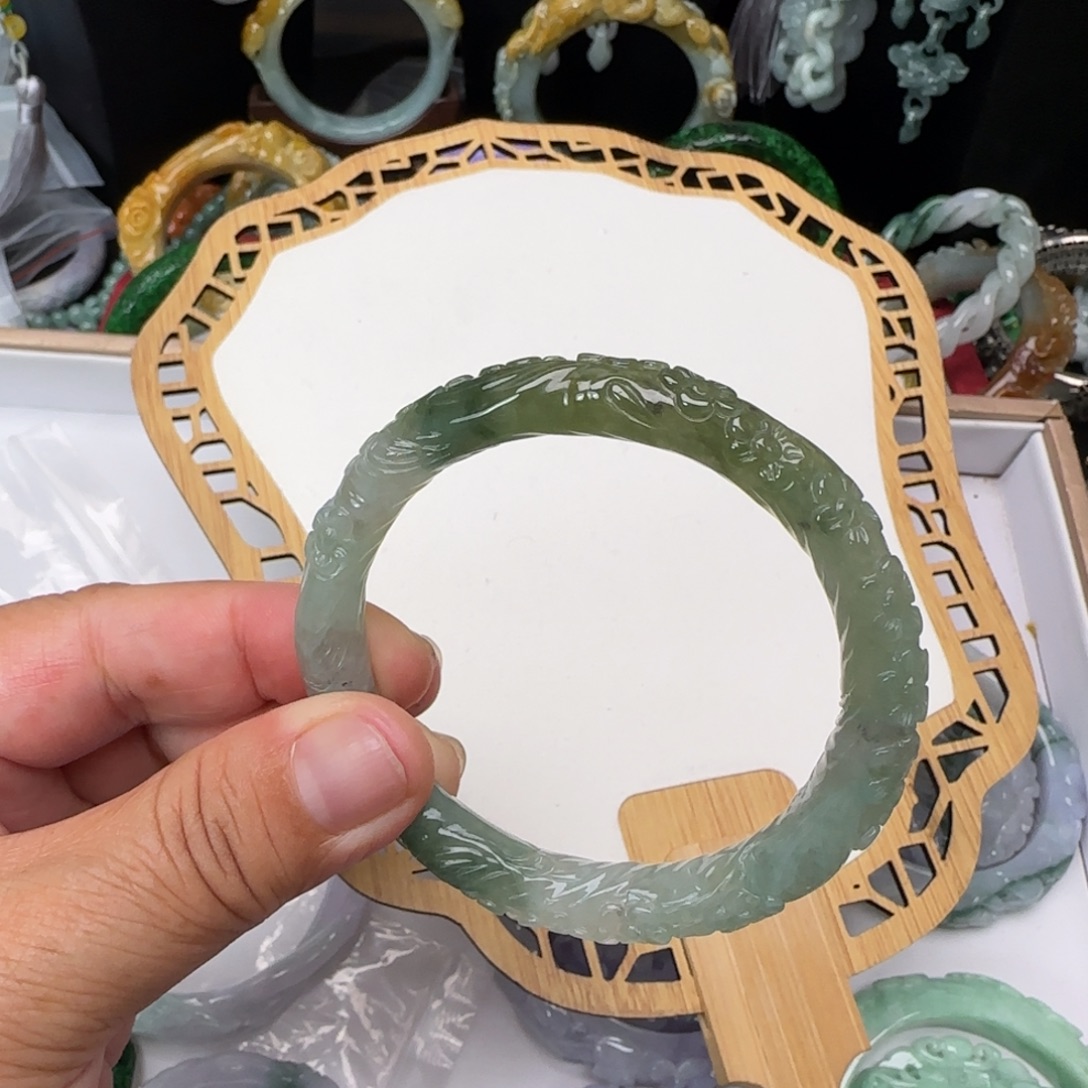 定制翡翠未镶嵌翡翠手镯55 56