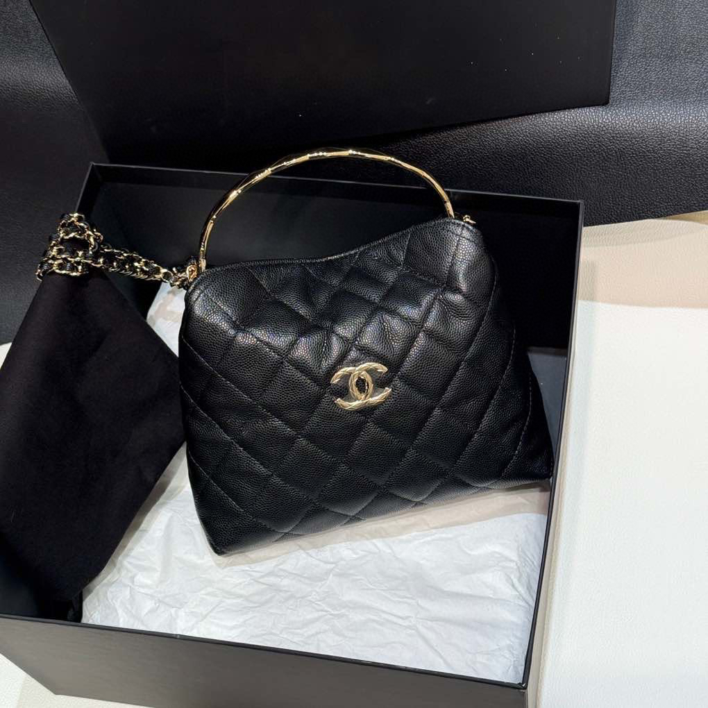全新未使用 Chanel/香奈儿 黑金金属手柄饭盒包 Cococrush