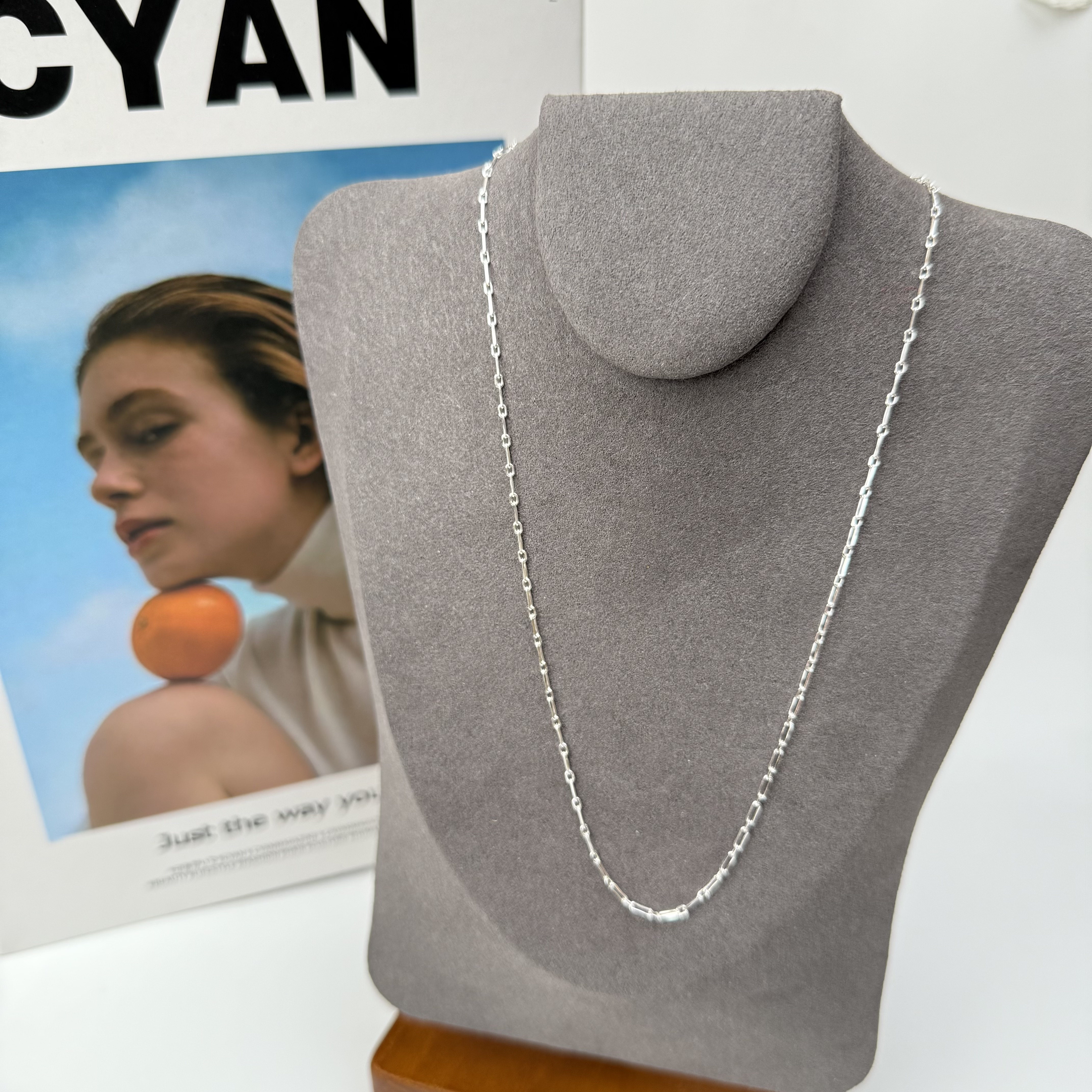 坠链均925银 简约素链中古气质轻奢时尚灵动镶嵌百搭素款项链素链