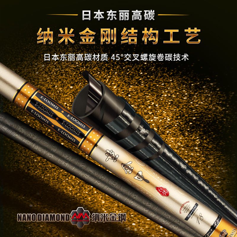 香港怡隆黄金甲6号碳素超硬超轻台钓竿19调黑坑钓鱼竿手竿鲤竿