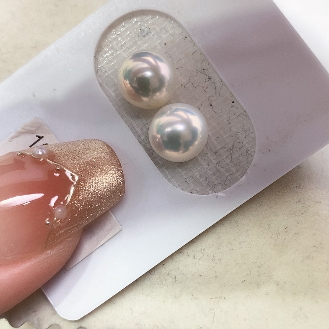 淡水珍珠耳饰银S925镶嵌7-8仙境光