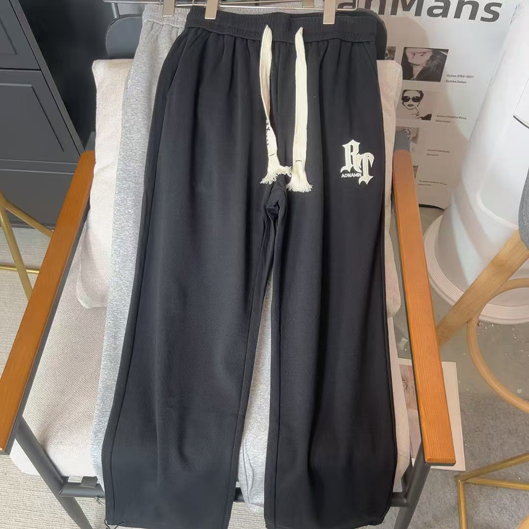 日系潮牌宽松 S-6016男女同款直筒刺绣卫裤