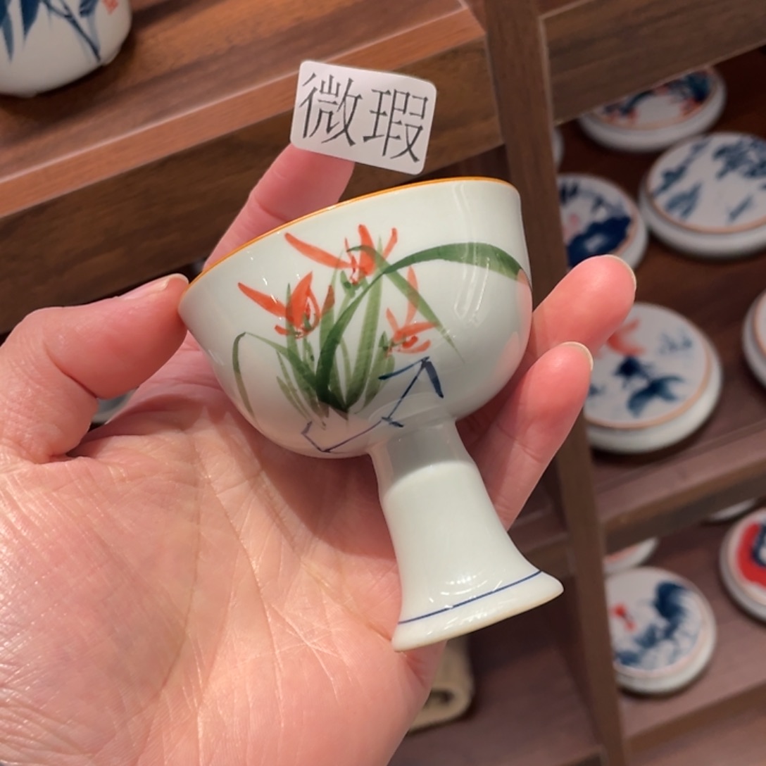 釉下手绘茶具微瑕