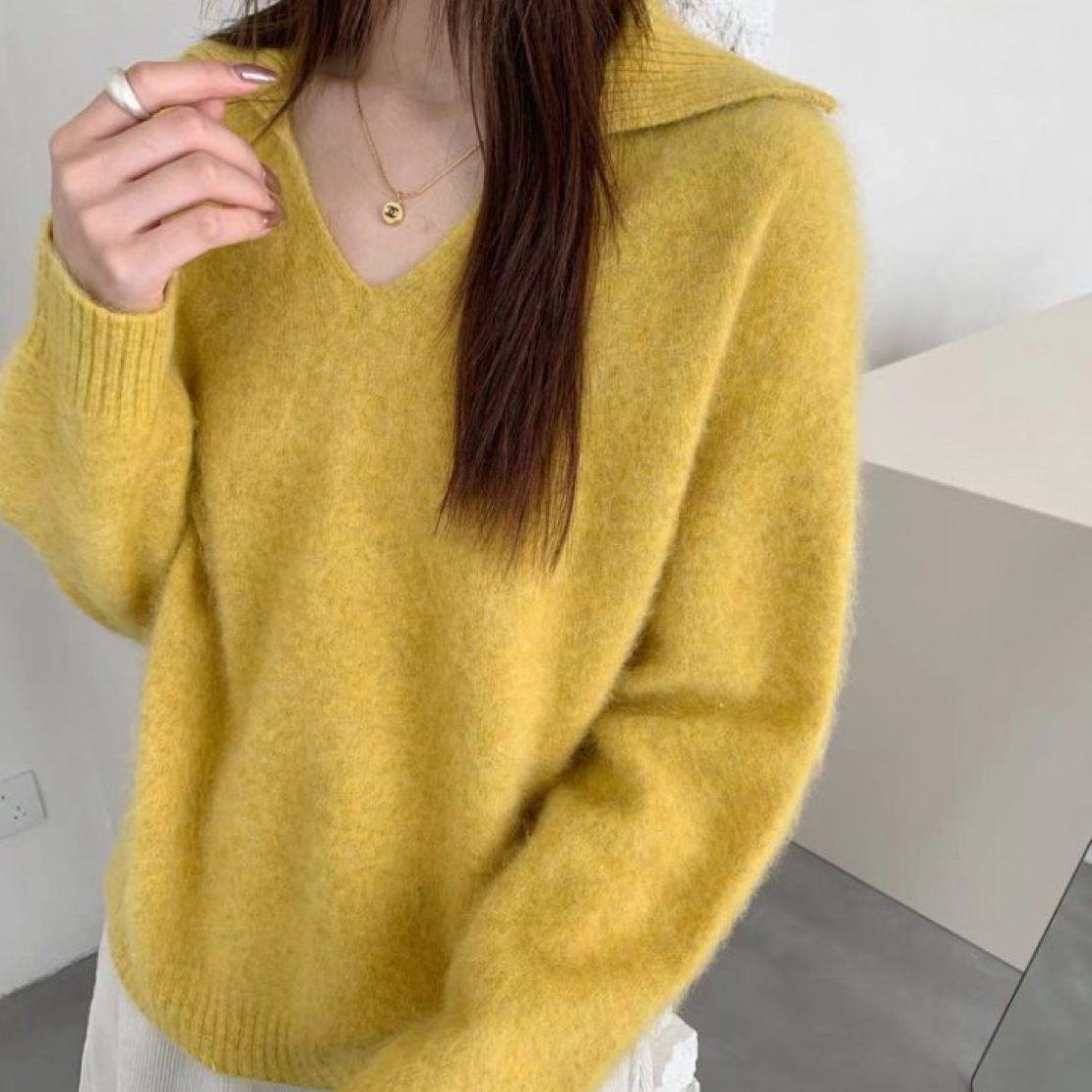 【潘潘.988806】【只能干洗】秋冬新款无缝一体山羊绒羊毛拉毛针织衫