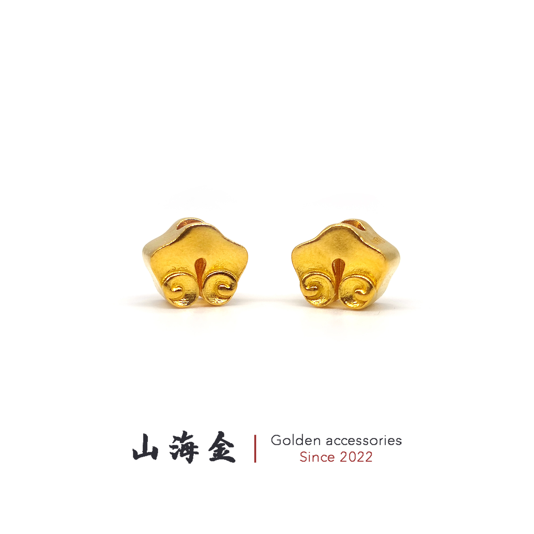 山海金 24k纯黄金999足金祥云线束背云绳束文玩手串佛珠菩提配饰