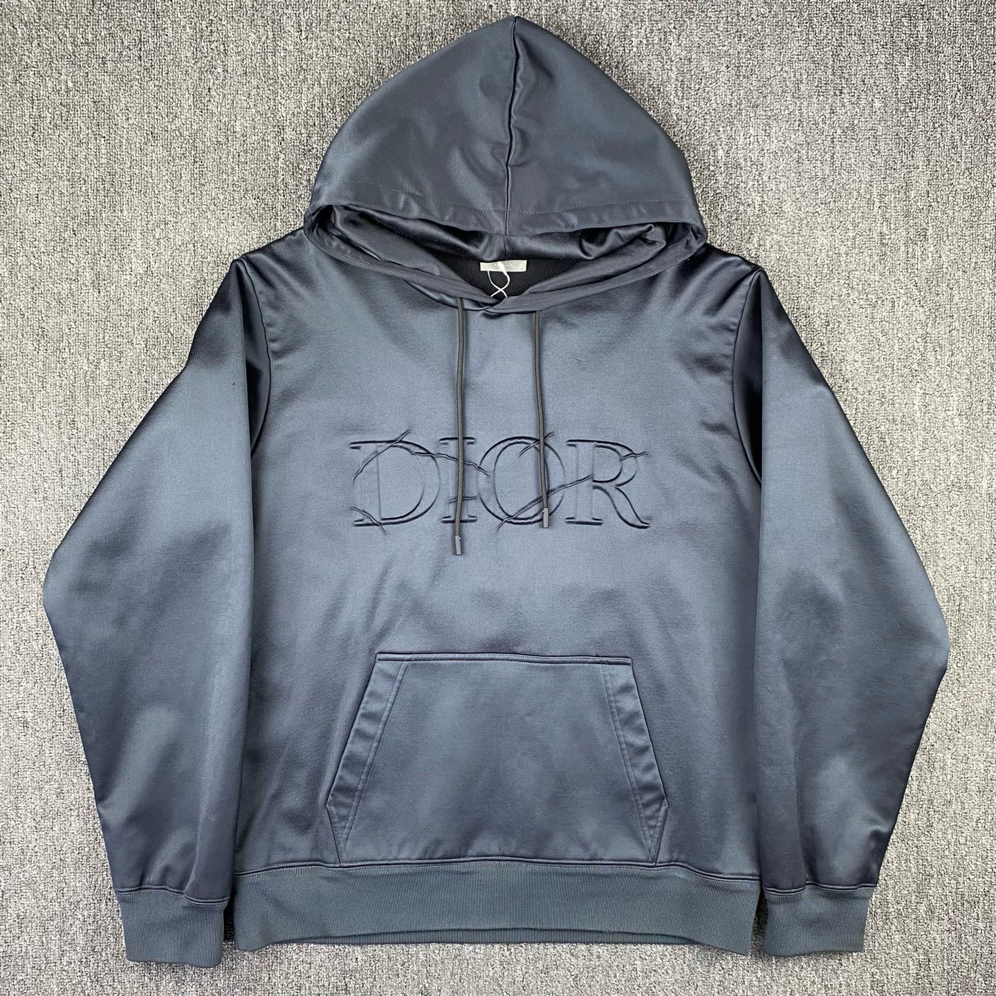 99新 DIOR/迪奥 2510204/L码/纯色Logo徽标连帽抽绳卫衣
