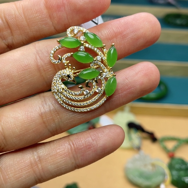 和田玉吊坠银S925镶嵌