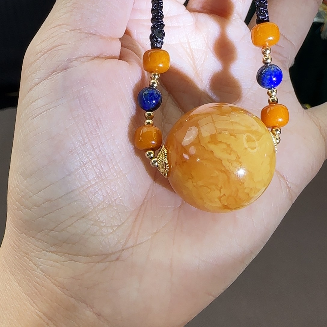 琥珀未镶嵌颈饰25MM