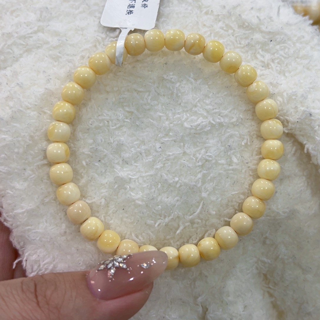 蜜蜡手链未镶嵌6m浓白老型手串