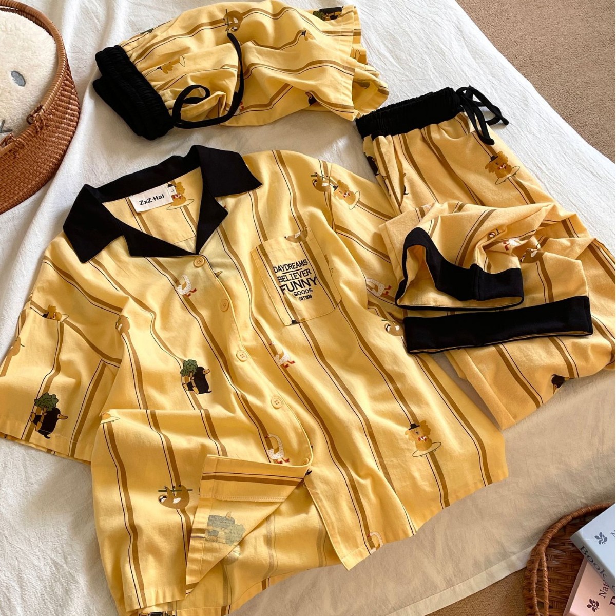 野SP-【神奇动物三件套】短袖长裤新款潮牌可外微纯棉质居家服装