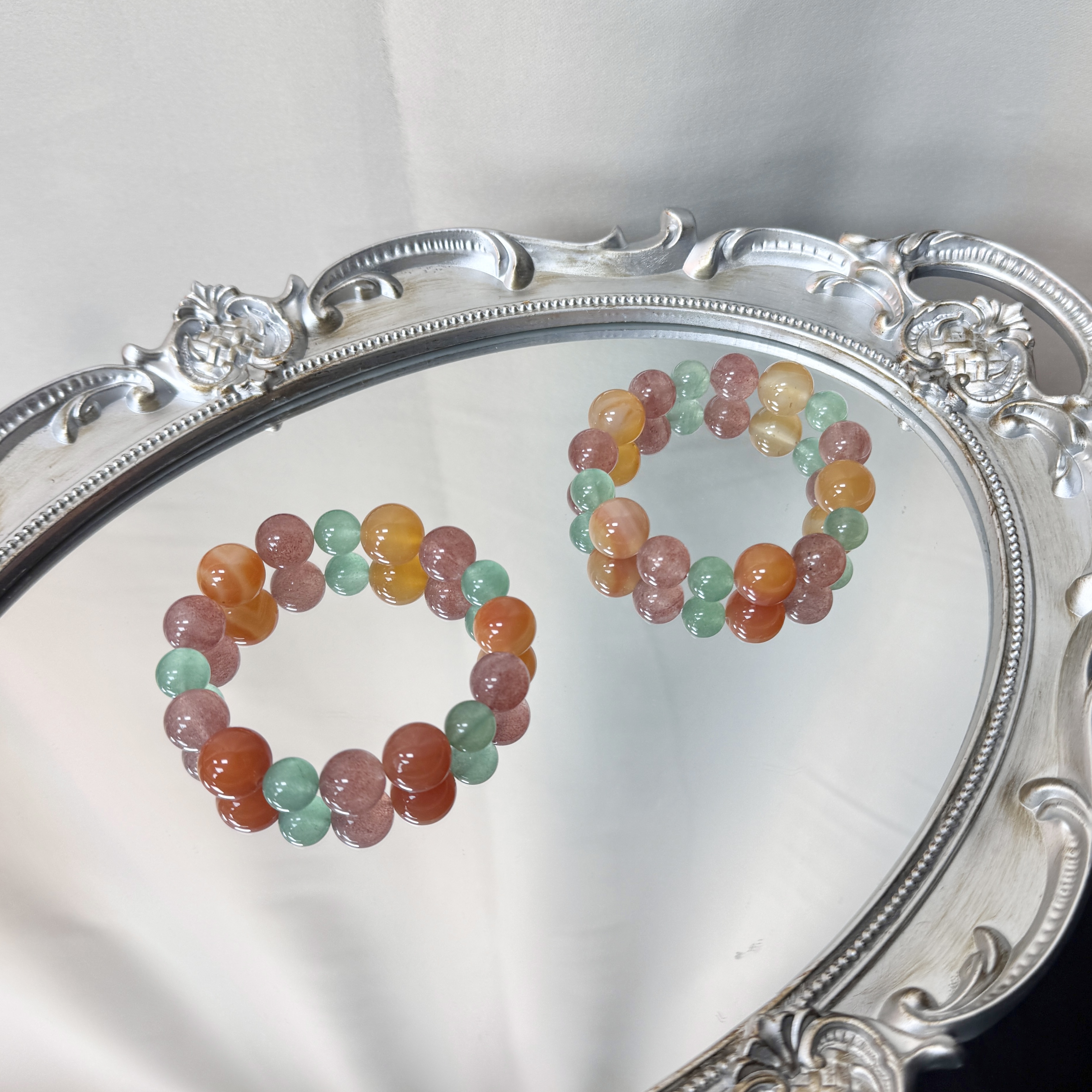 【缤纷糖果】天然草莓晶x绿草莓x玛瑙 10~14mm