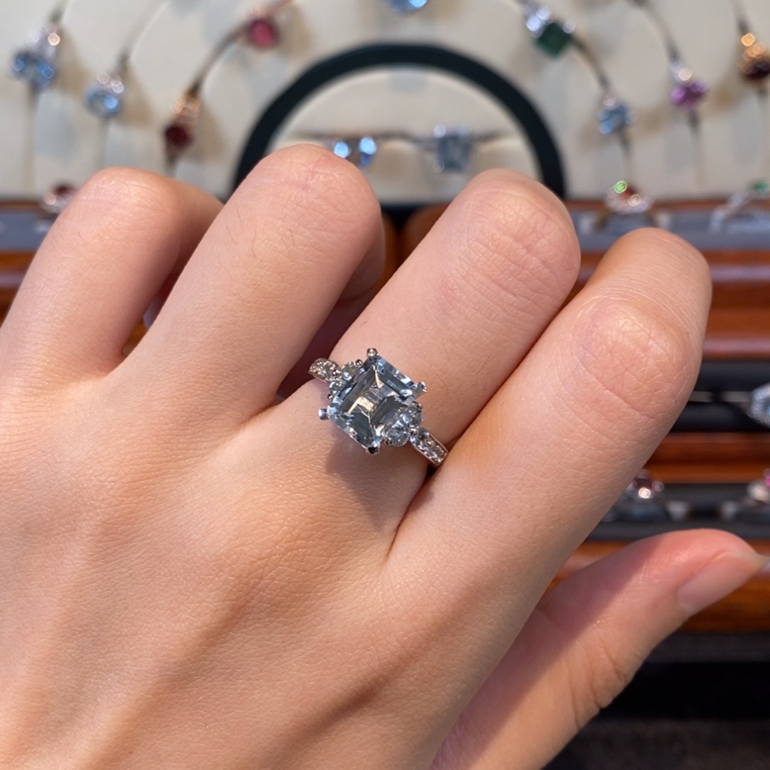 海蓝宝石戒圈银S925镶嵌2.67ct