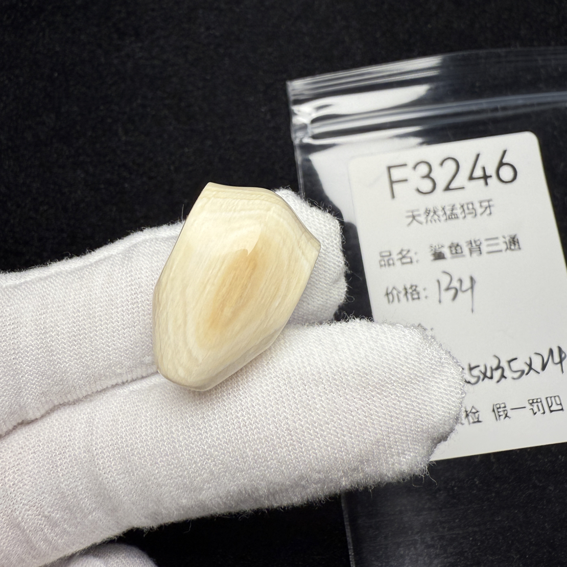 F3246天然猛犸象牙鲨鱼背三通冰料果冻料15.5*13.5*24mm