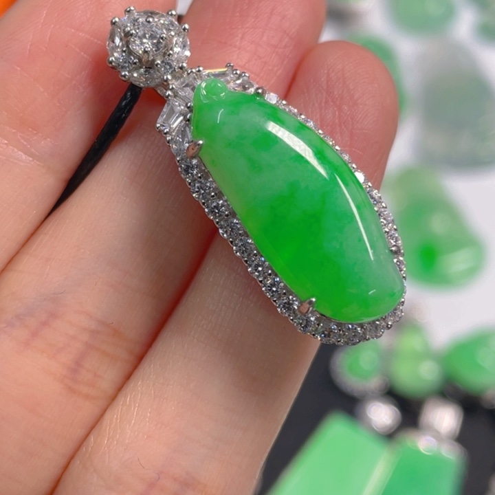 翡翠银S925镶嵌吊坠(不含链)