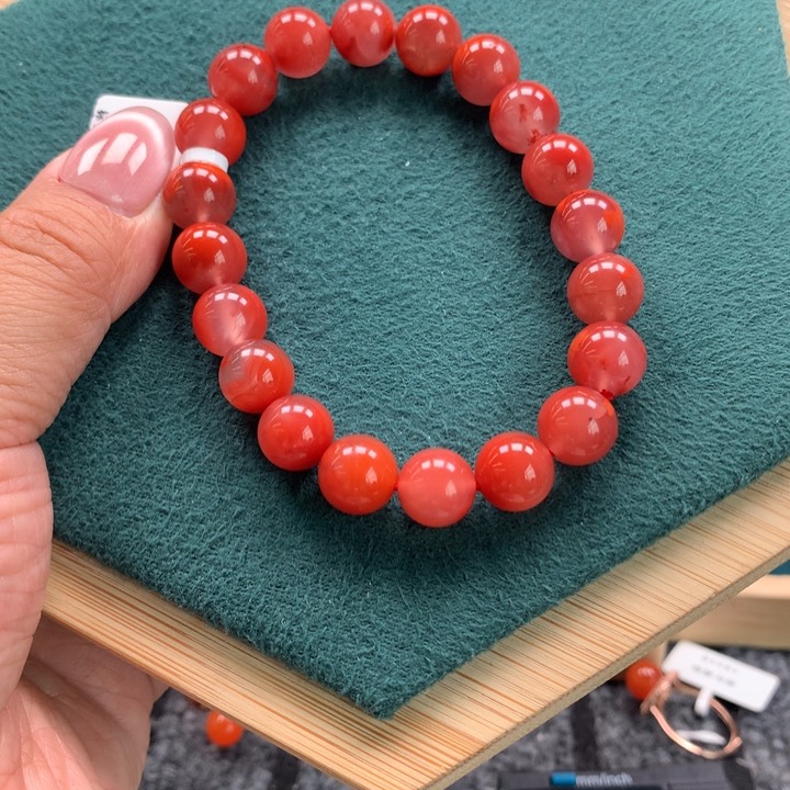 南红玛瑙九口樱桃红火焰纹10Ｍ老型未镶嵌