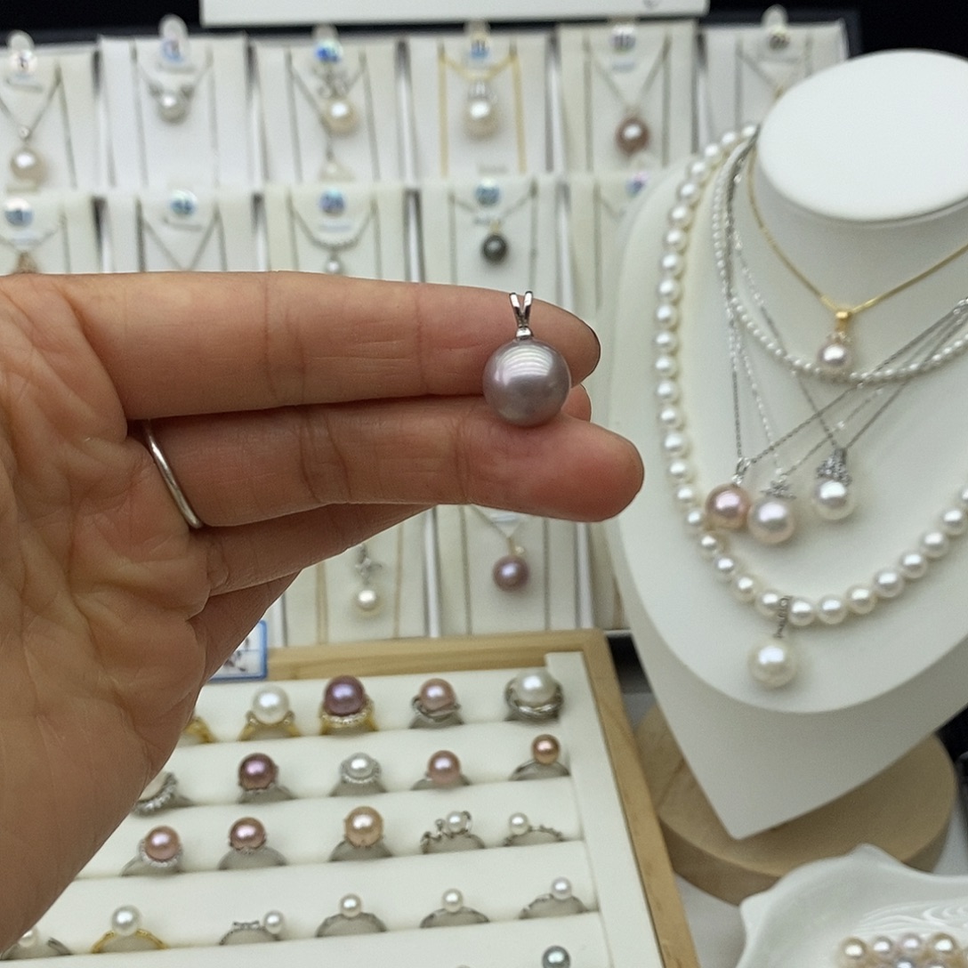 淡水珍珠吊坠(不含链)银S925镶嵌