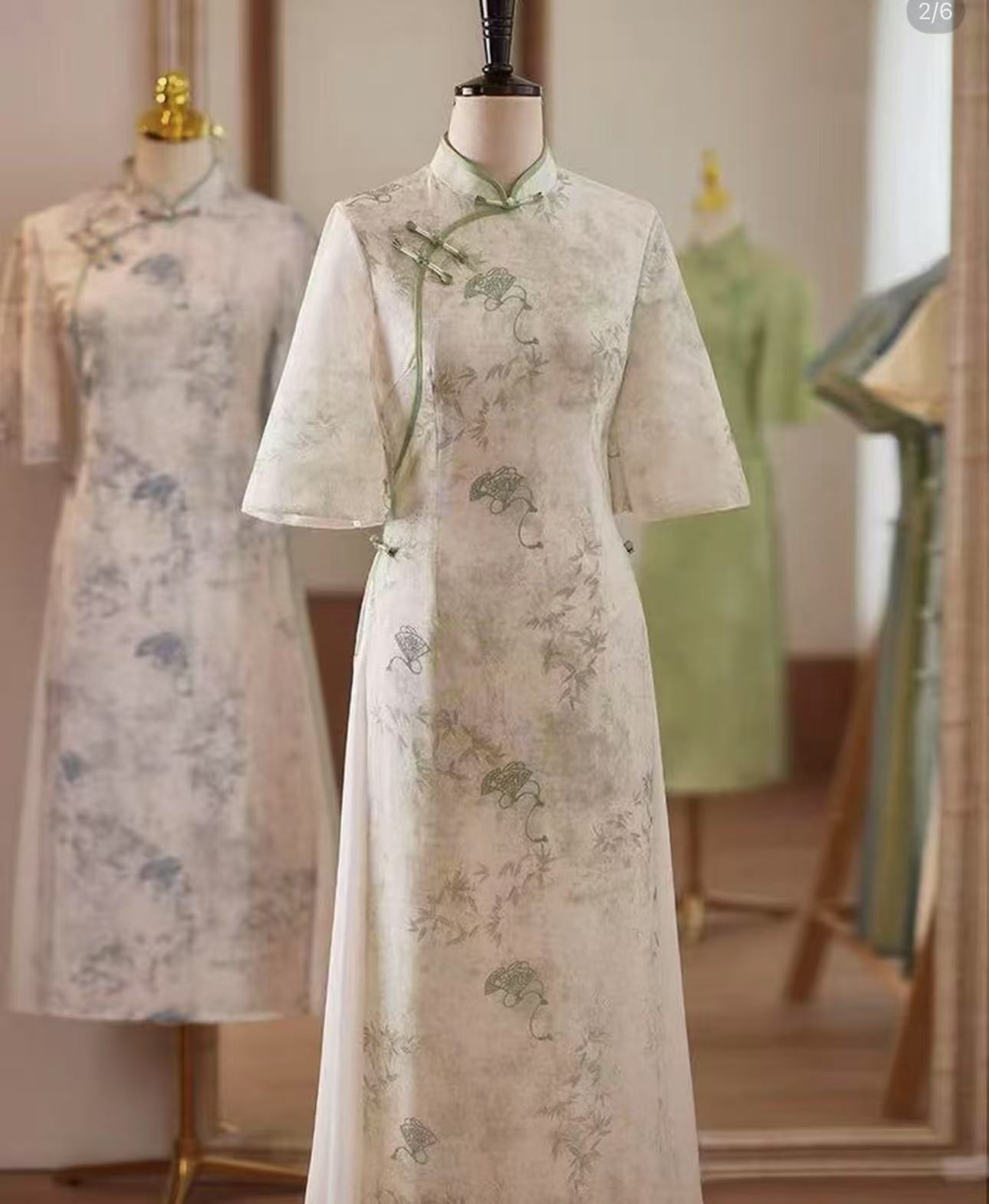 月光-夏季高端改良奥黛旗袍裙显瘦显年轻新中式修身日常时尚气质