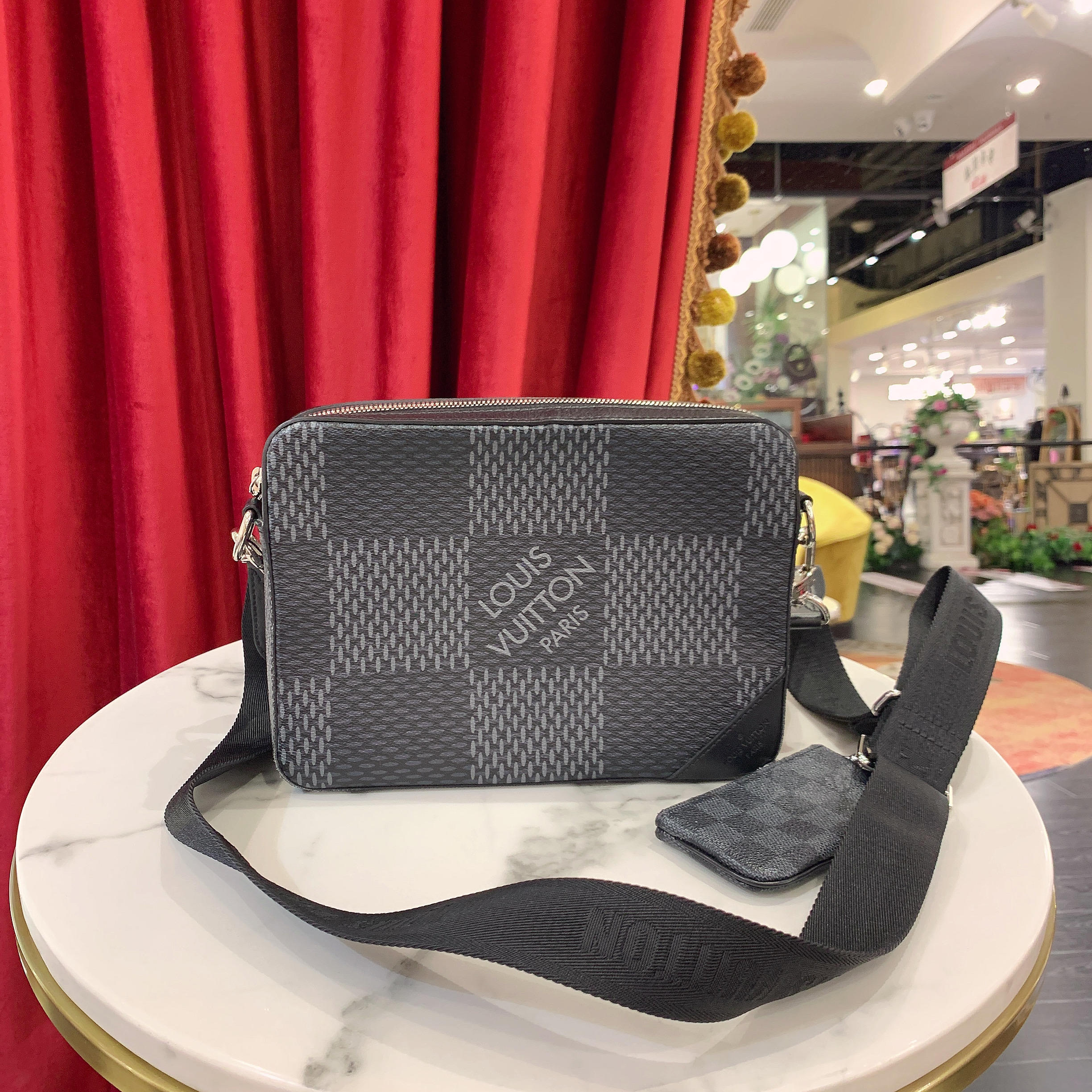 95新 LouisVuitton/路易威登 GGS三合一邮差包黑灰芯片款43683687