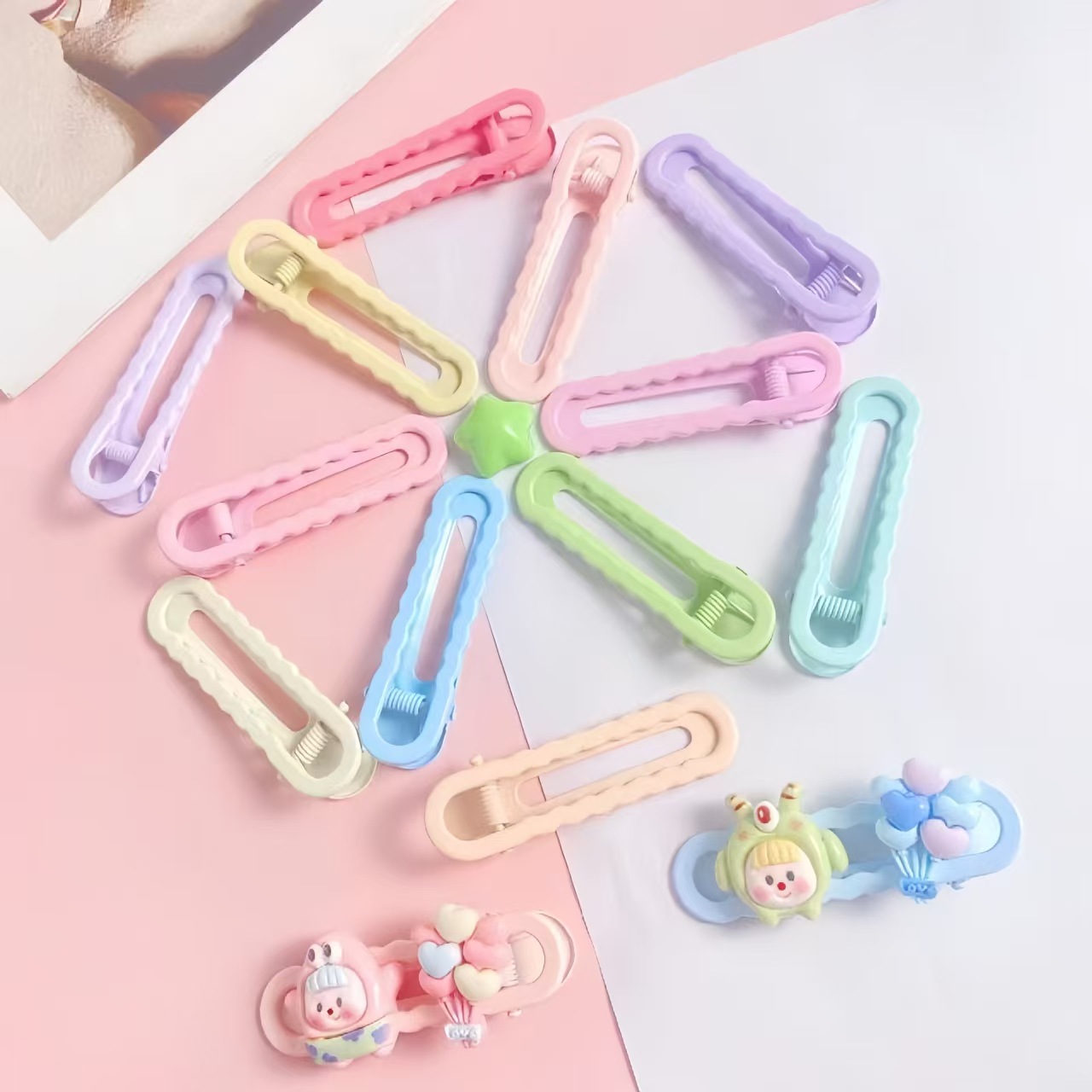 【发夹】镂空椭圆形鸭嘴夹一字夹U形边夹diy手工发夹发卡材料可爱