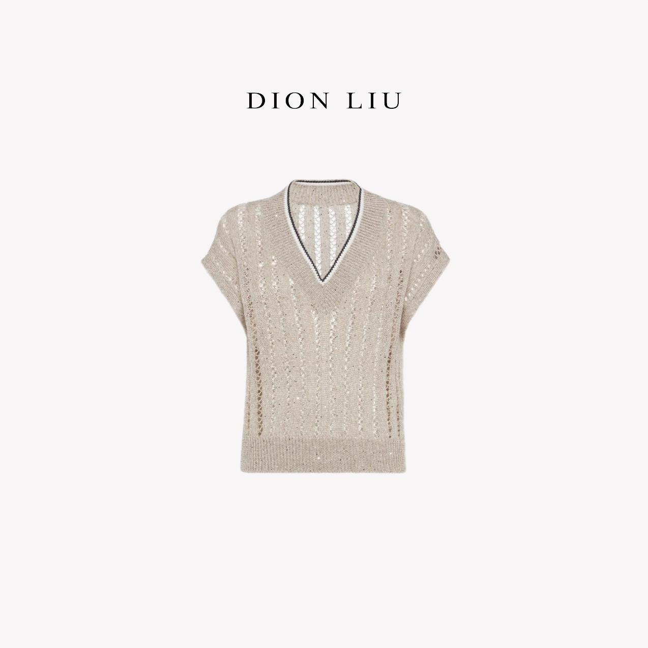 DION LIU｜【假日】100亚麻超舒适女士V领T恤