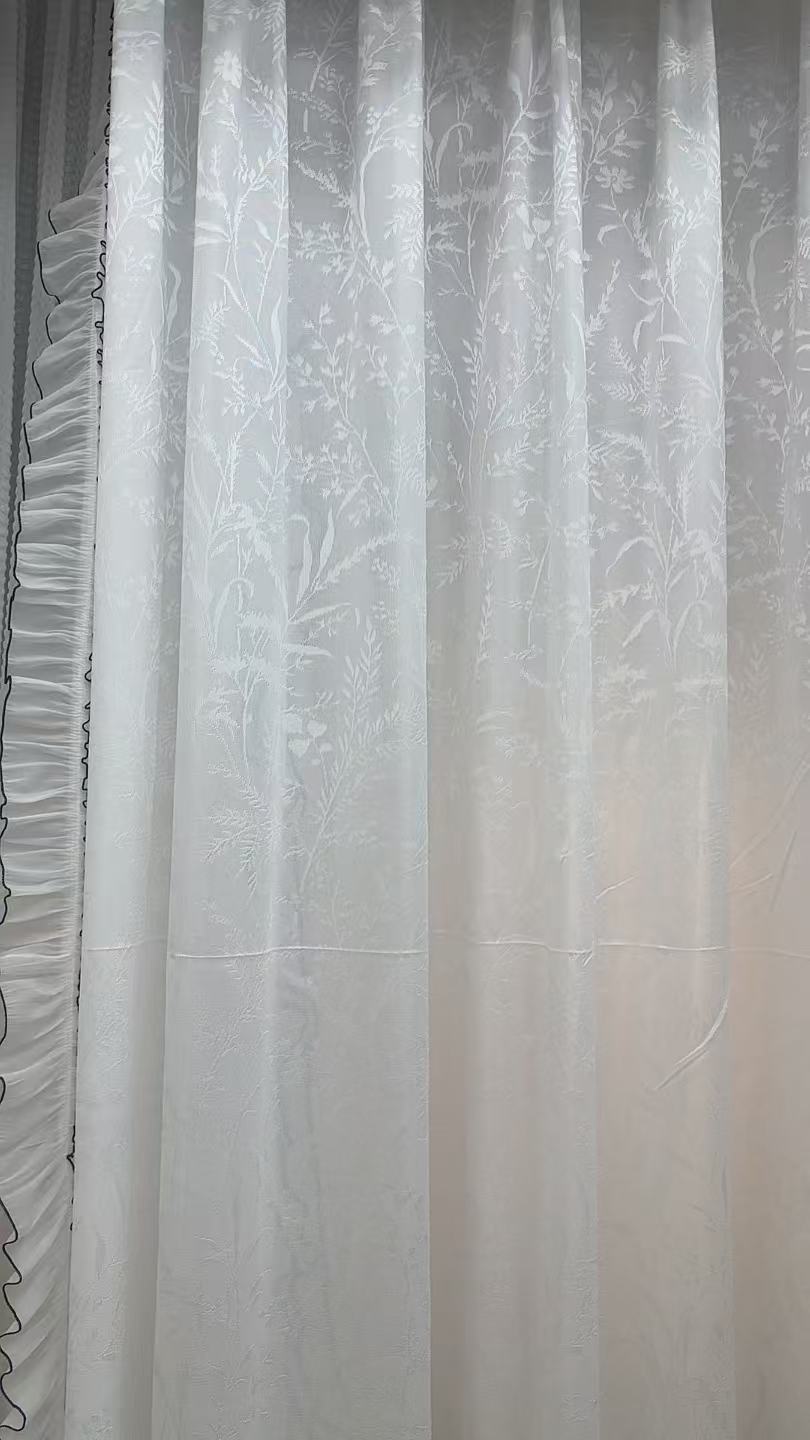 09 法式香槟白色提花纱