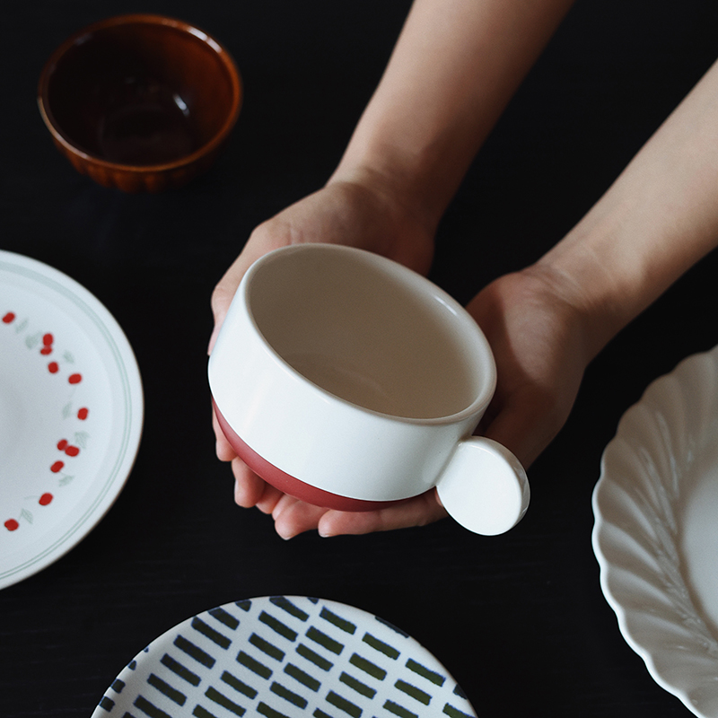 【瑕疵】 4.5英寸 Gres红底单耳碗 10.8×6cm 360ml