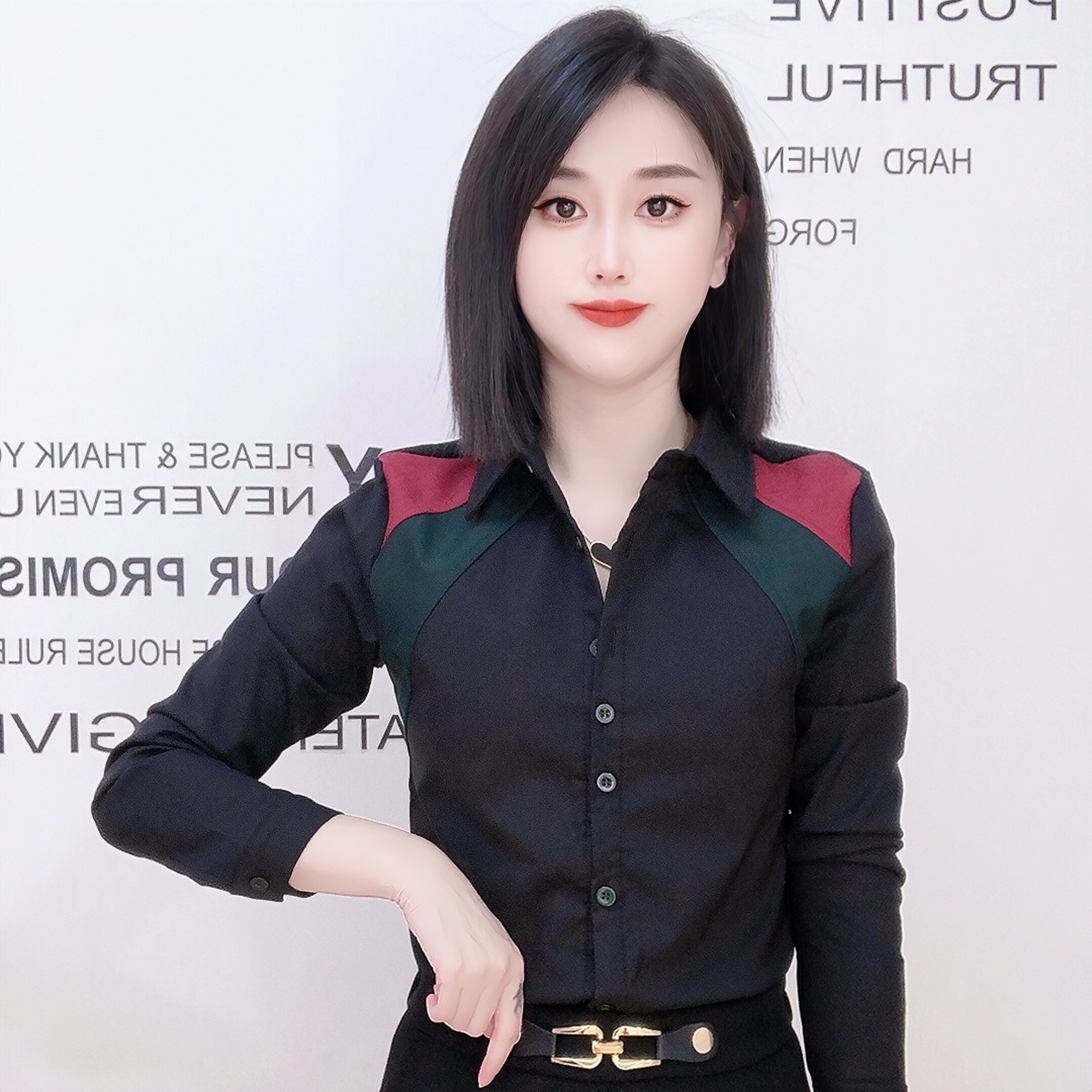 【加绒】6086加绒保暖时尚拼色衬衫