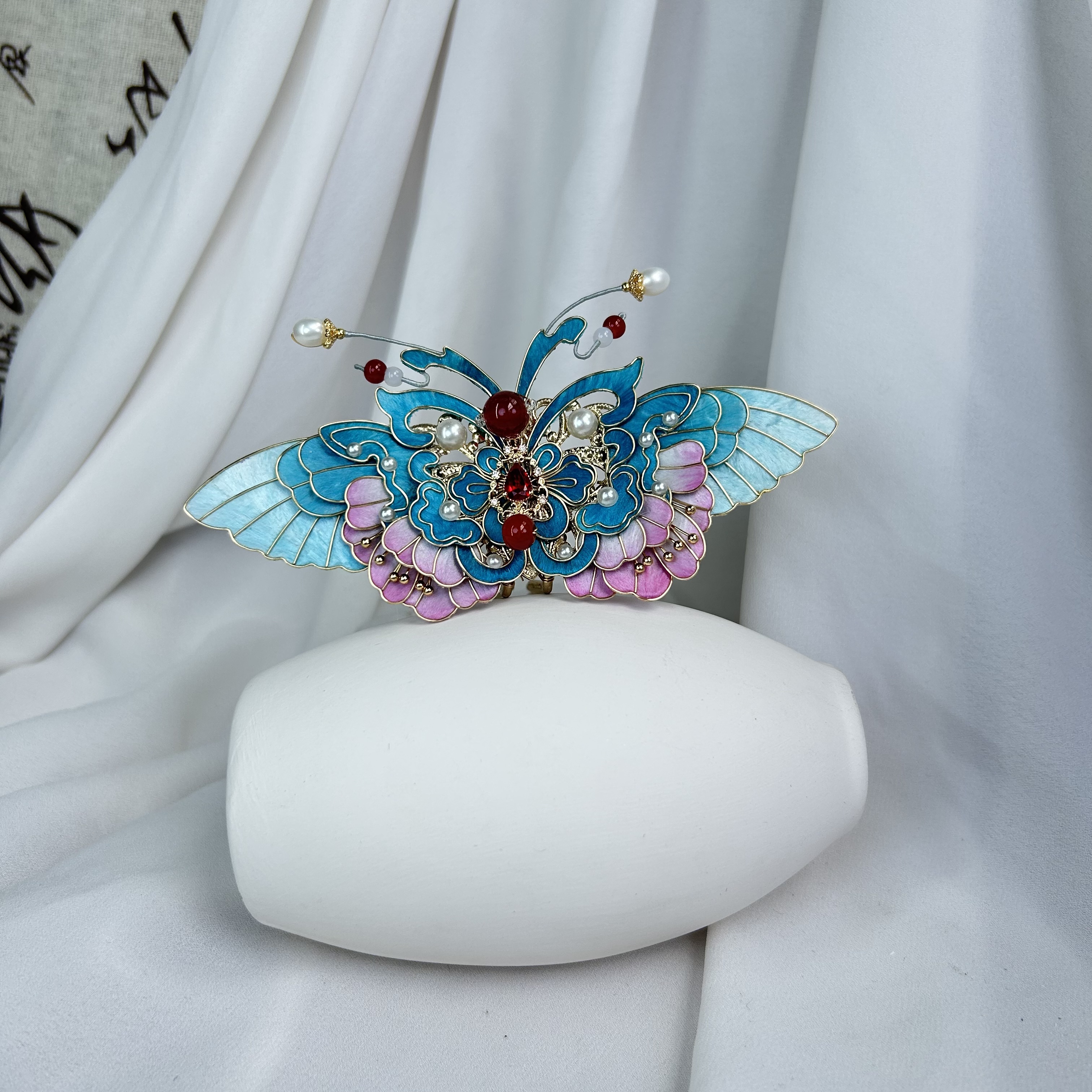 少女风配饰绒花发冠发钗发夹手工女千金风古风配饰仙气