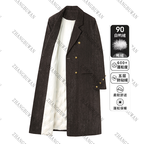 【张不晚专属】90白鸭绒西装羽绒服加厚雪尼尔2025新款冬季长款外套