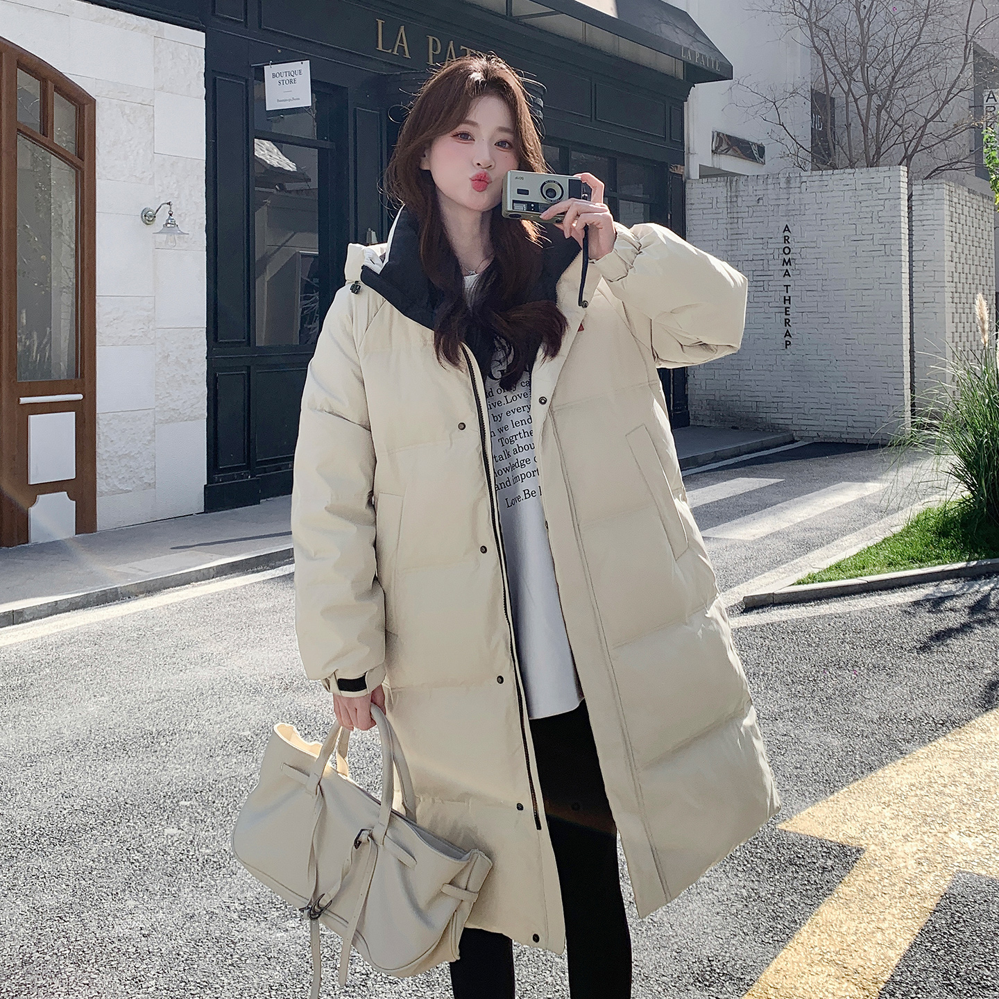 冬季新款女装大衣羽绒棉服情侣长款宽松百搭户外外套男女同款