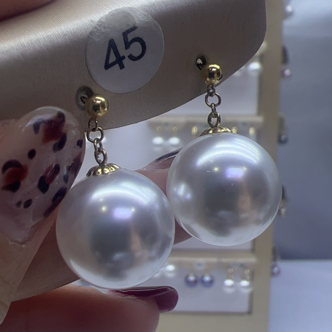 淡水珍珠耳饰18K金镶嵌