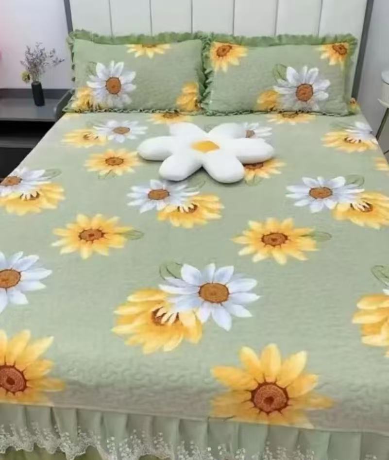升级宝宝绒蕾丝款太阳花大床盖