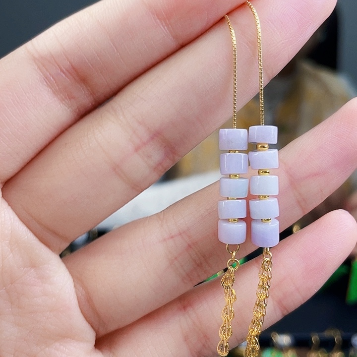 翡翠耳饰银S925镶嵌饰品