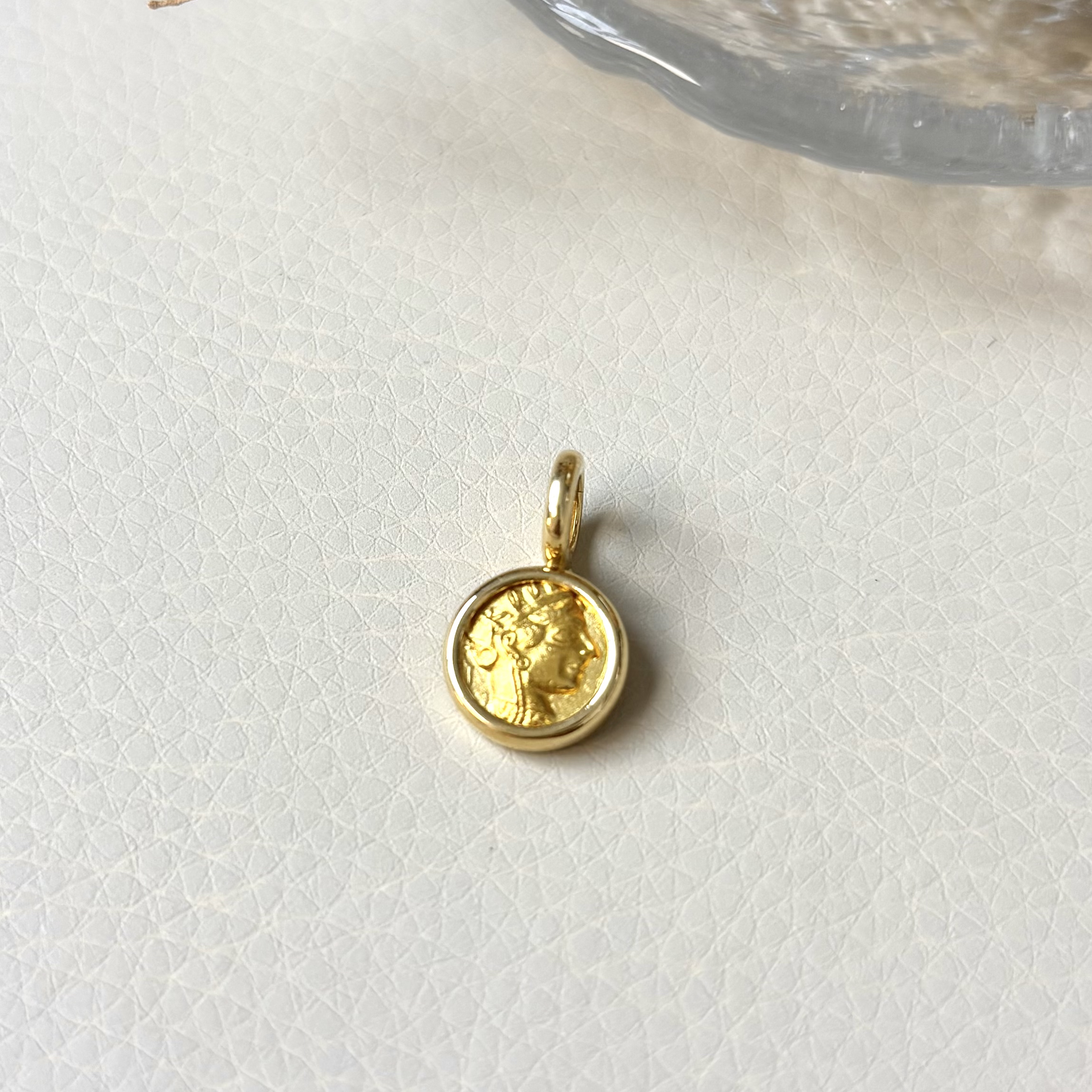 [美控MK]18K金雅典娜古币吊坠/挂坠双面轻奢女王精致