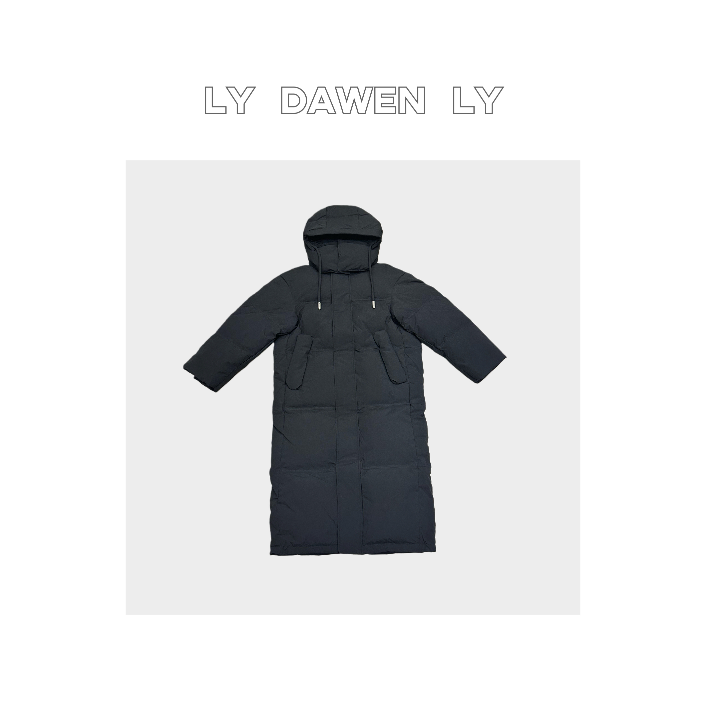 DAWEN  | 90%白鸭绒 重磅保暖抗寒连帽立领长款羽绒服外套  N403#