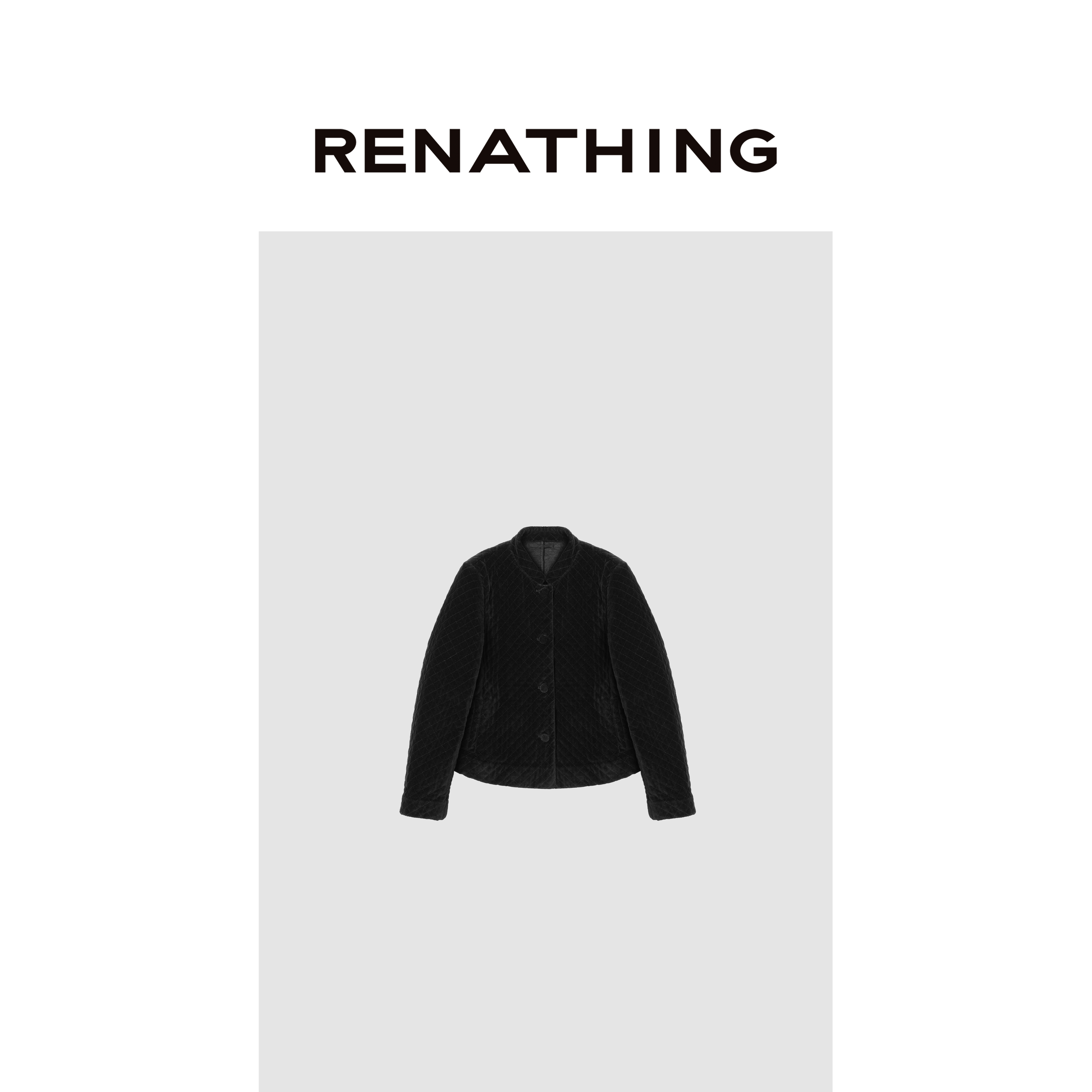 【RENATHING】小立领菱格绗棉外套