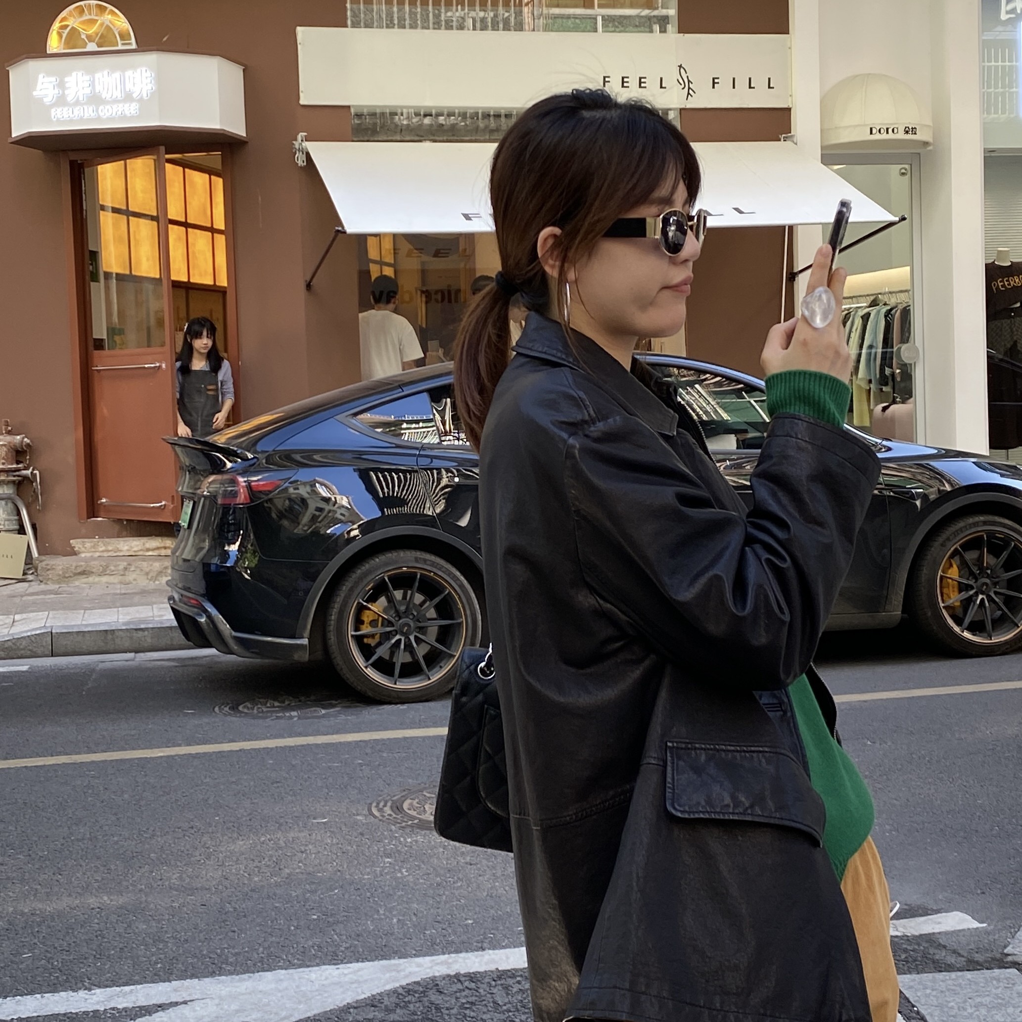 项小七GUDDLABB  25秋冬新品口袋水洗翻领外套复古港风长袖皮衣