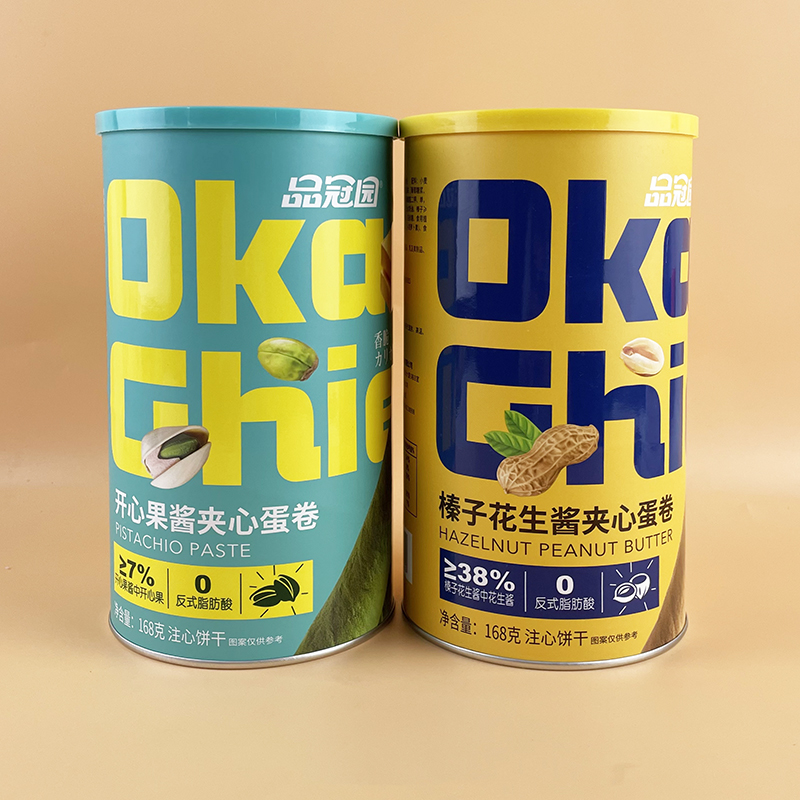 品冠园开心果酱夹心蛋卷168g网红榛子花生酱注心饼干休闲解馋零食