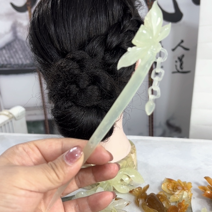 定制蛇纹石玉Y***?毛货发饰