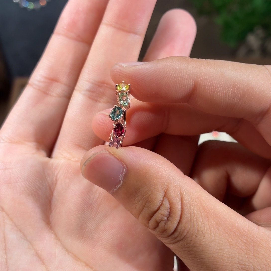 戒指银S925镶嵌碧玺