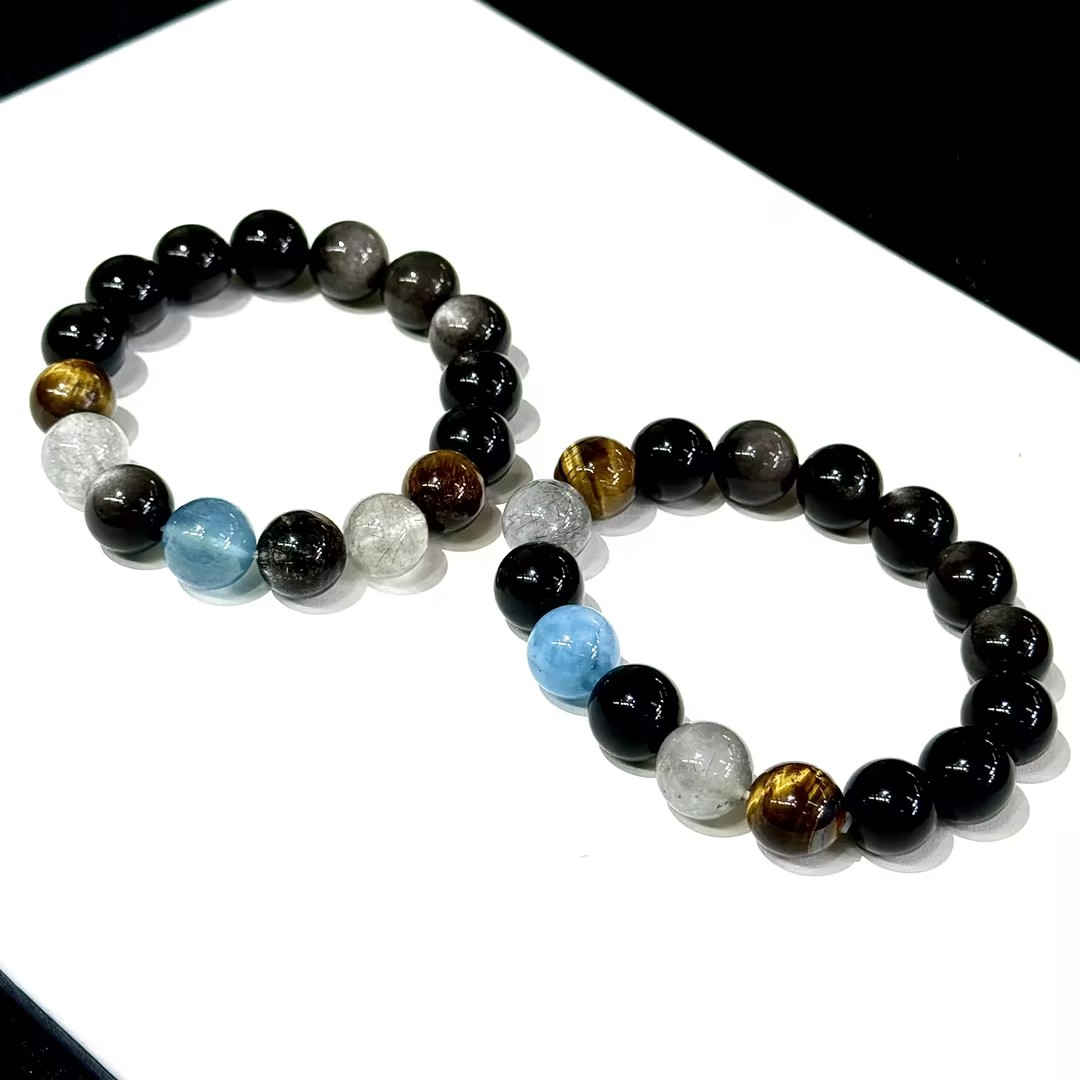 【SL】黑银钛DIY手串-约12mm（多样性发其一）