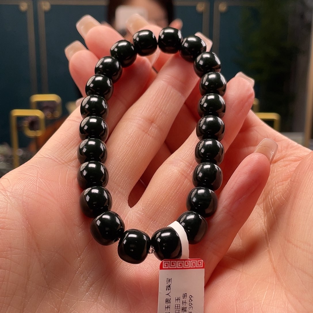 手串未镶嵌和田玉塔青卡9,10