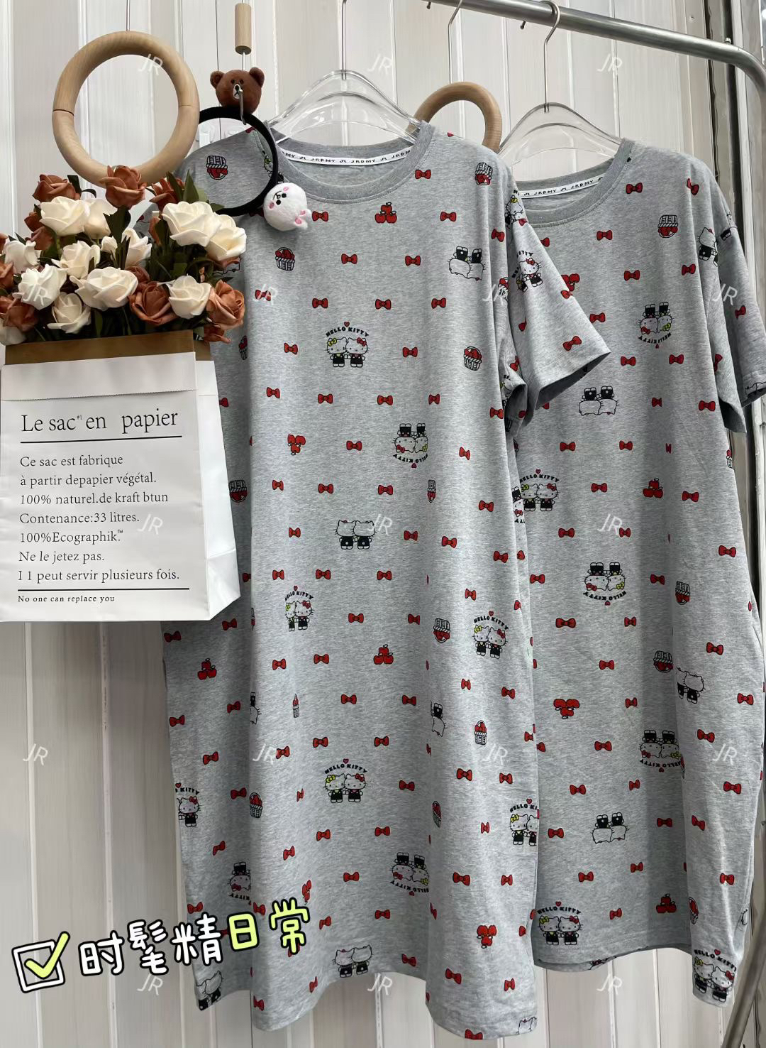 韩版胖妹妹ins风睡裙女春秋款可爱猫咪蝴蝶结睡衣家居服