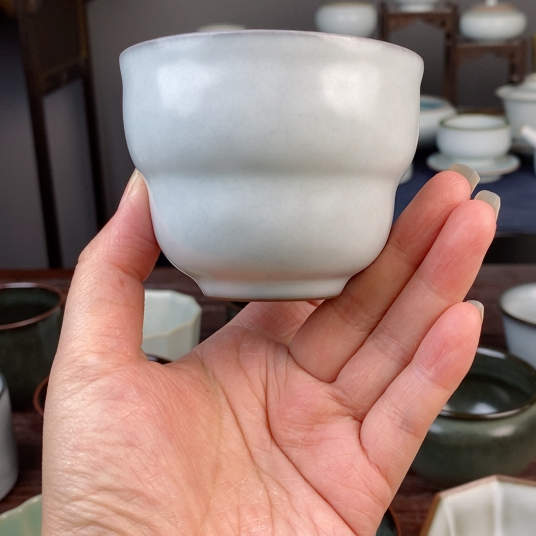 铁胎月白葫芦杯 不开片 