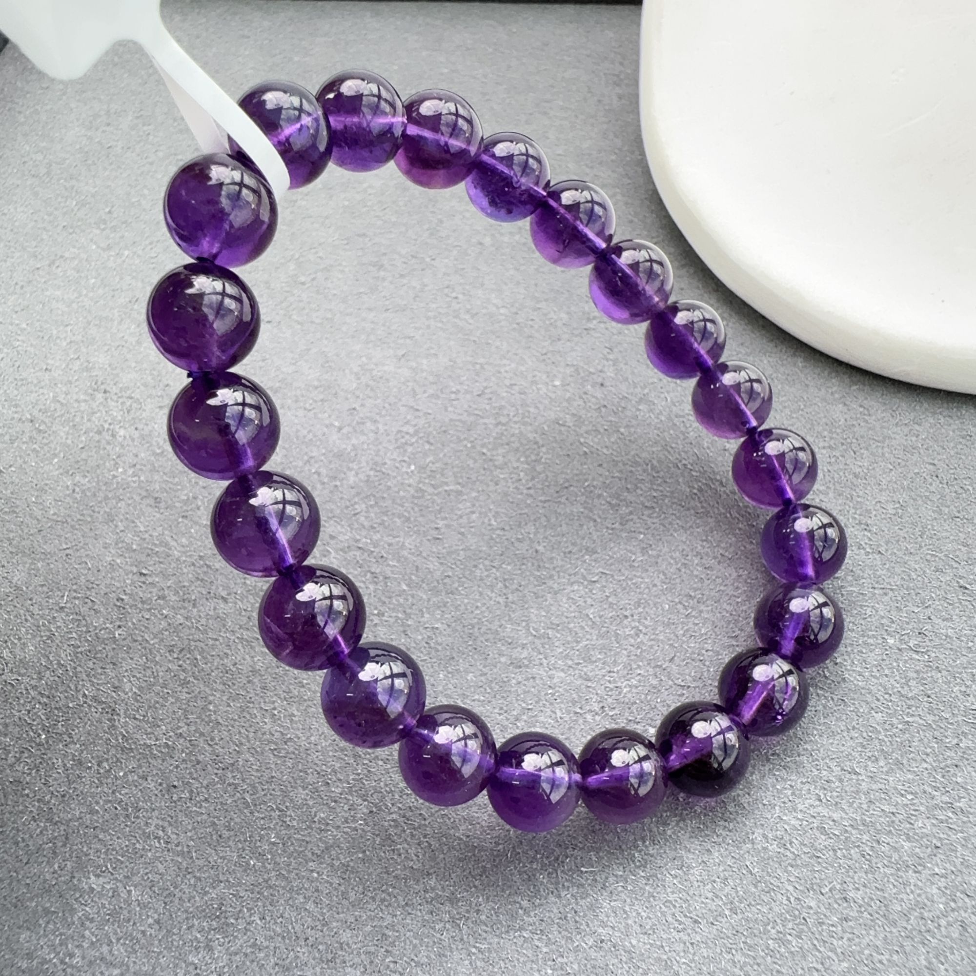 精品级紫水晶圆珠手串8.5-9mm