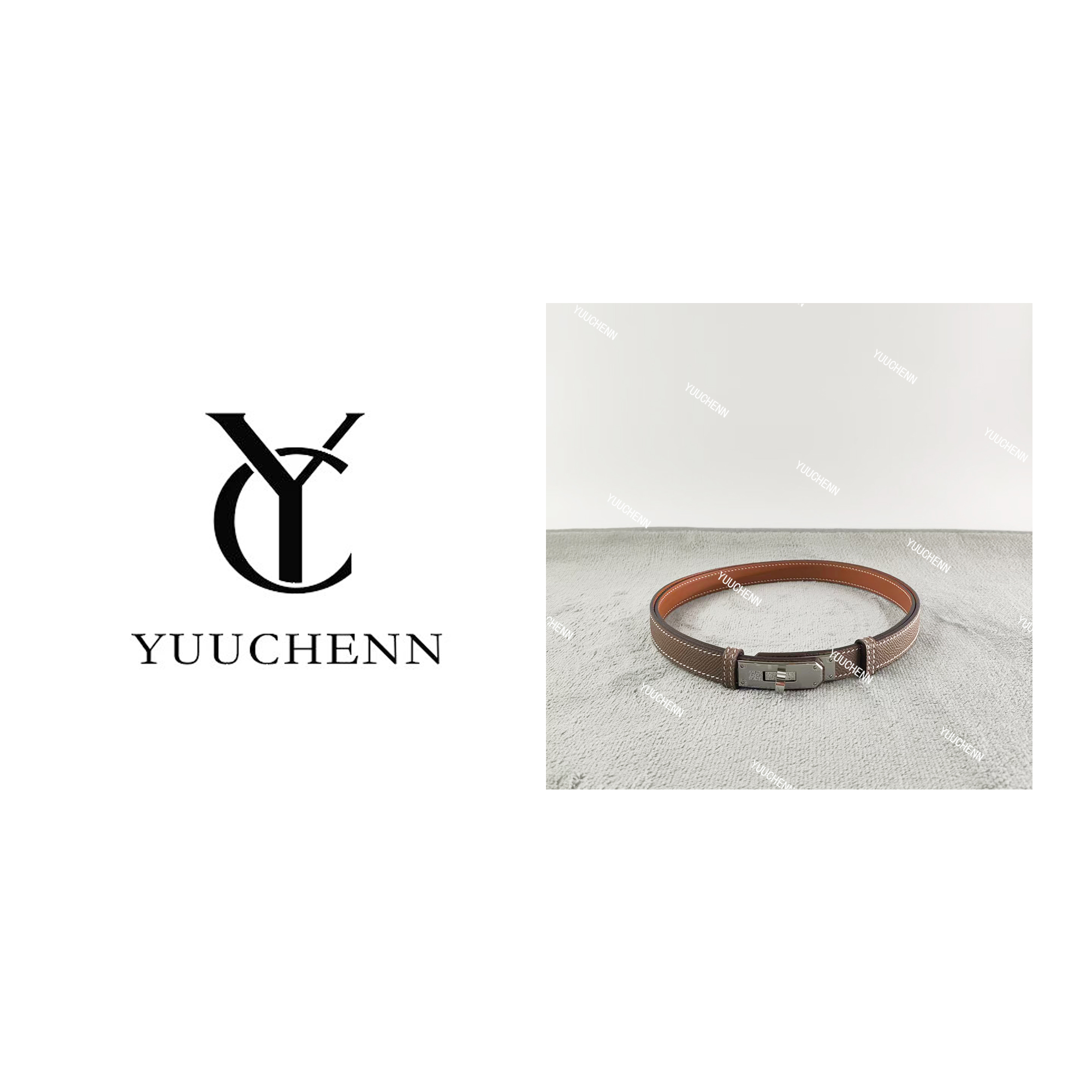 YUUCHENN/手工【腰带】进口牛皮 大象灰拼金棕 HH5074