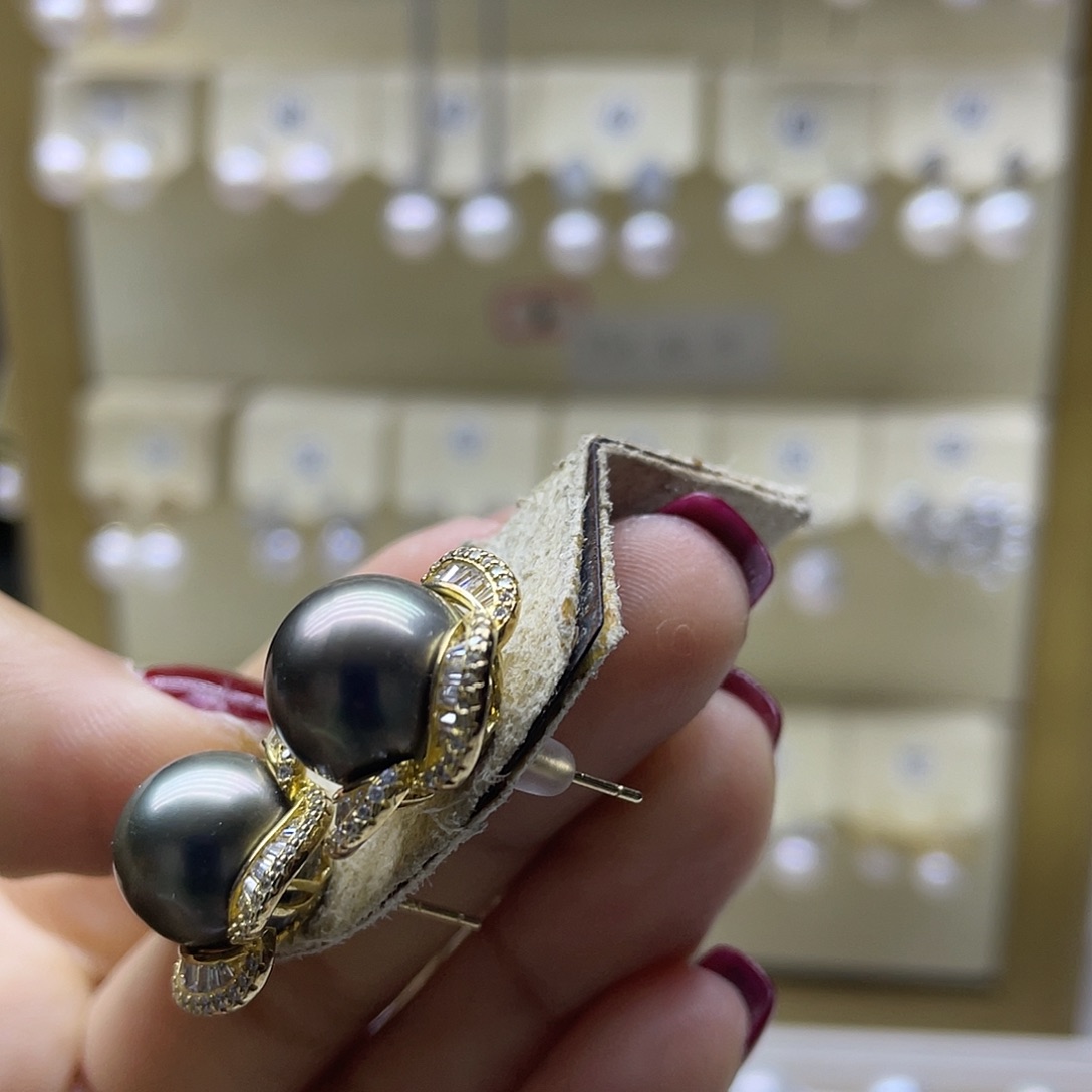 海水珍珠耳饰银S925镶嵌