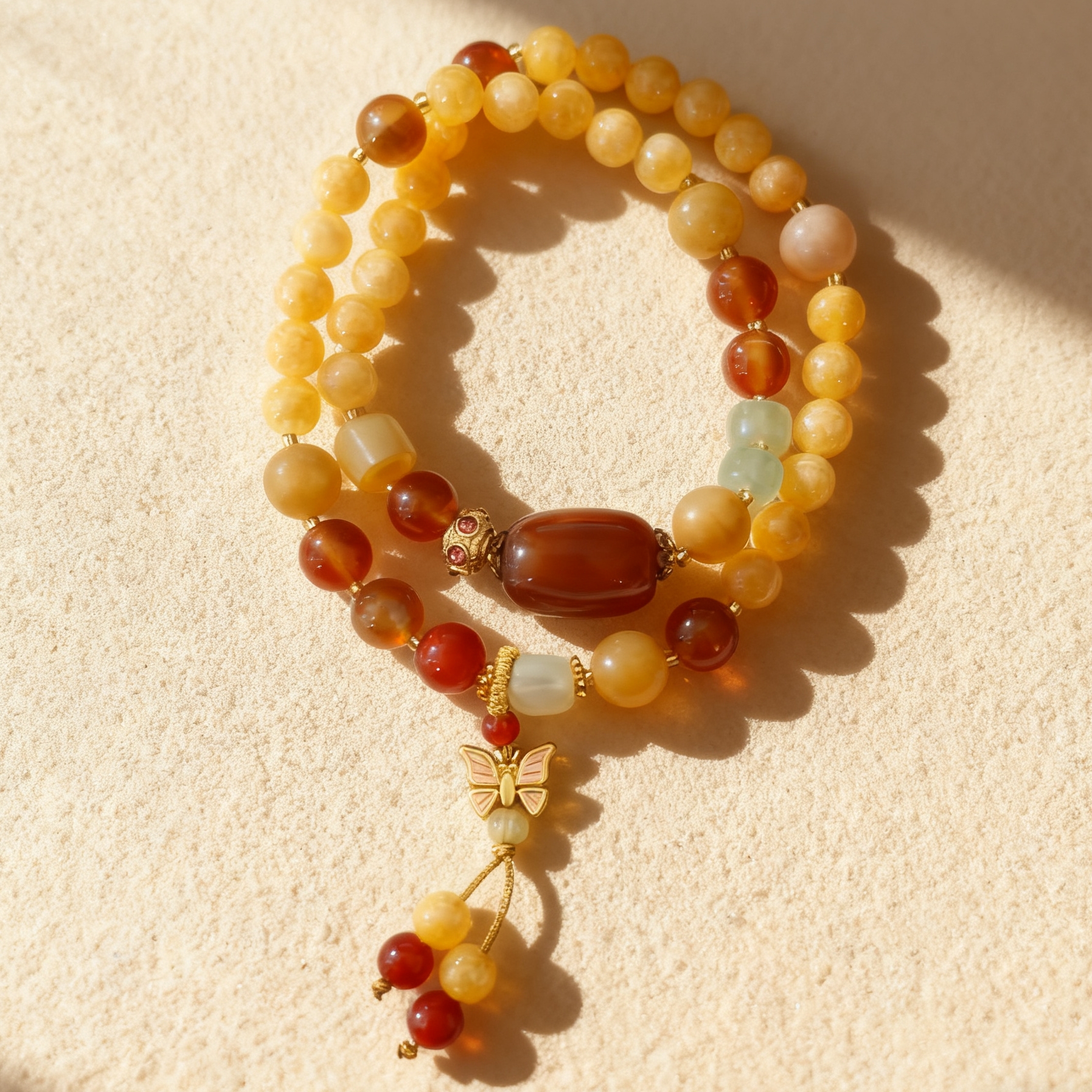 金丝玛瑙双圈蝴蝶款 精品手串 无礼盒-S 1074