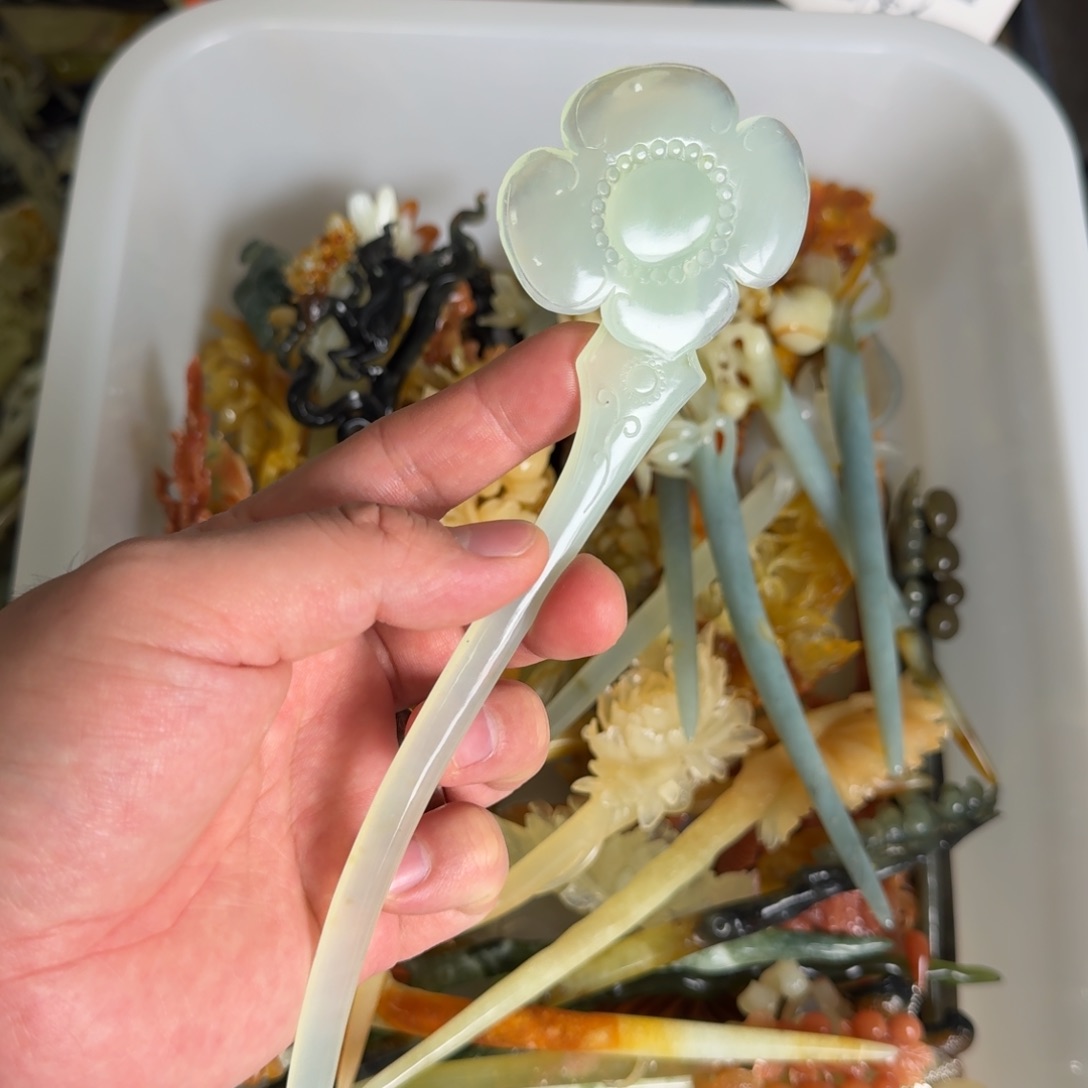 岫玉发饰未镶嵌明君玉簪行于清风